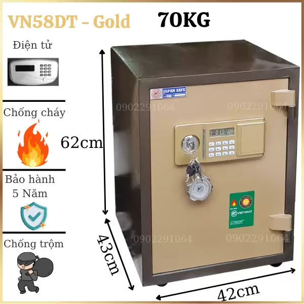 Két sắt Việt Nhật VN58DT điện tử chống cháy có báo động