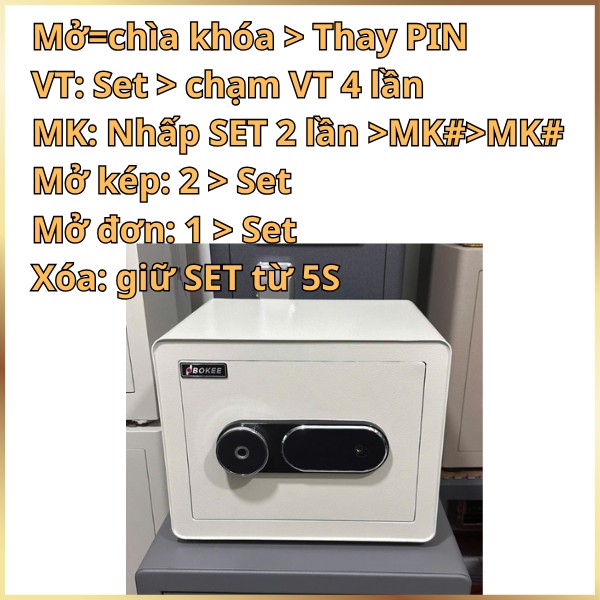 Hướng dẫn sử dụng két sắt BOKEE D30VT vân tay điện tử