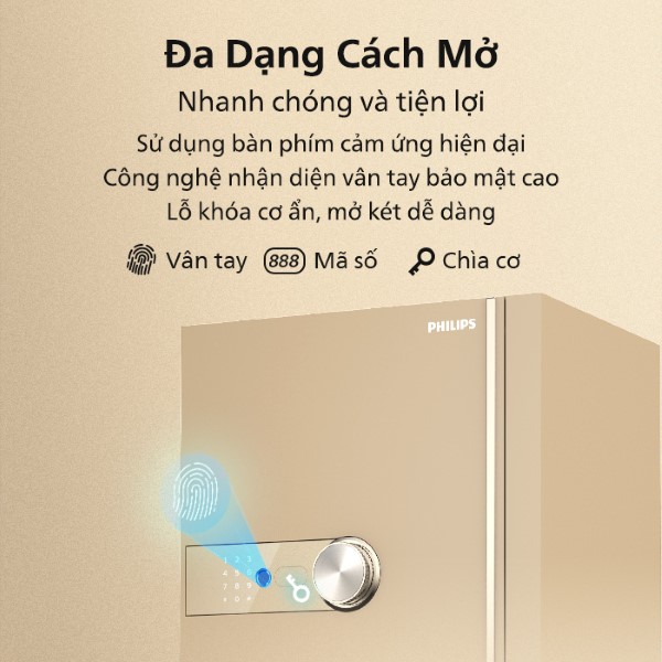 Két Sắt Philips SBX202 có 3 cách mở két sắt