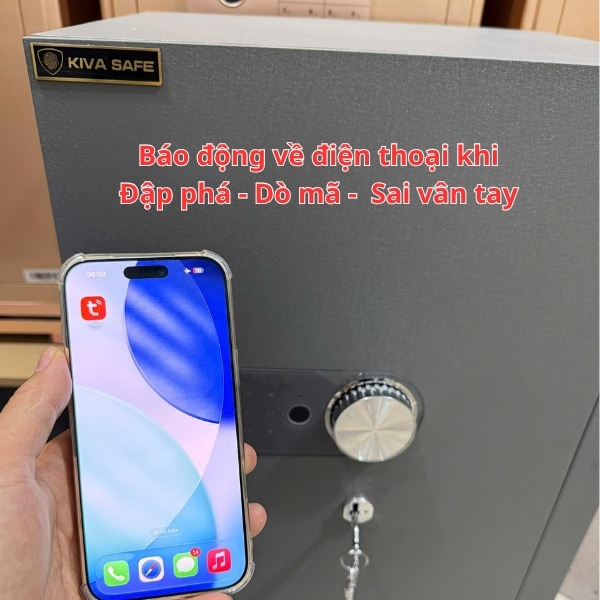 Két sắt KIVA Xuân Hòa báo động điện thoại khi có trộm đập phá, dò mã số két sắt, sai vân tay