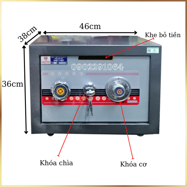 Két sắt mini có khe bỏ tiền việt tiệp VK35 khoét mặt