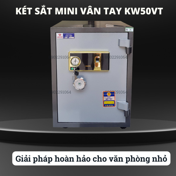 Két sắt mini Việt Tiệp KW50VT mở bằng vân tay dùng cho phòng nhỏ