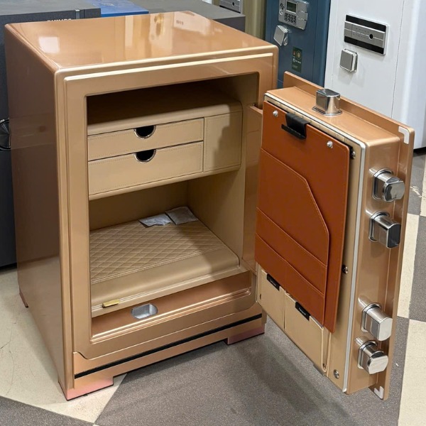 Nội thất két sắt nhập khẩu ZR-60VI bọc da siêu mền mượt, có 2 ngăn trang sức