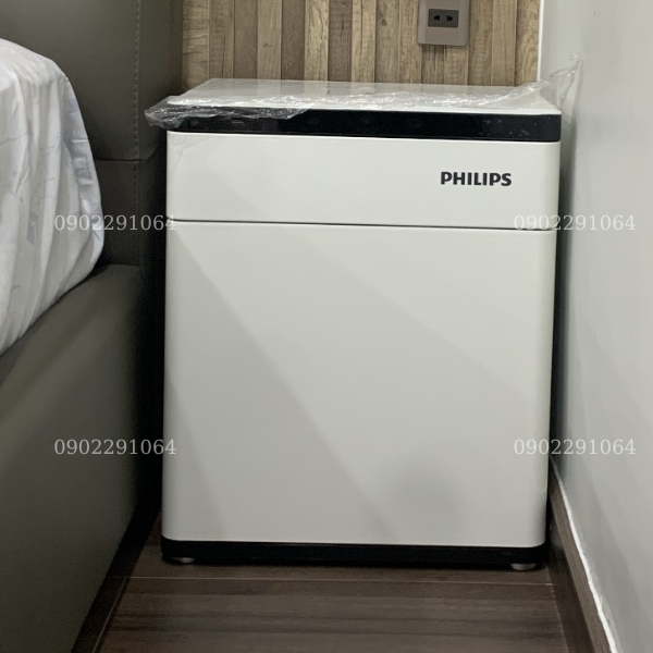 Hình ảnh thực tế lắp đặt két sắt Philips SBX301 đặt ở đầu giường trong phòng ngủ