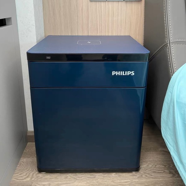 Hình ảnh Két sắt Philips SBX301 vân tay để đầu giường có sạc điện thoại ( màu trắng, màu xanh)0