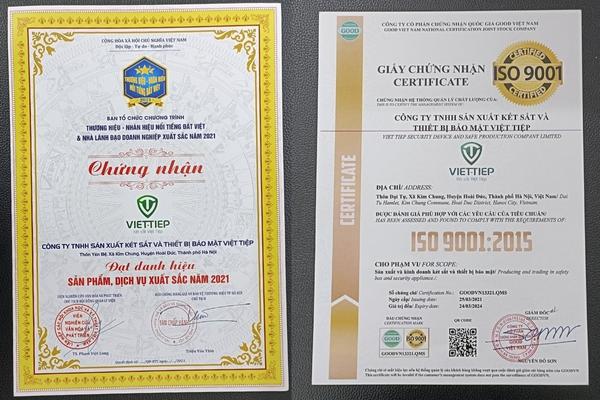 Nhận biết Két sắt Việt Tiệp chính hãng giấy chứng nhận sản phẩm chất lượng và các tiêu chuẩn ISO: