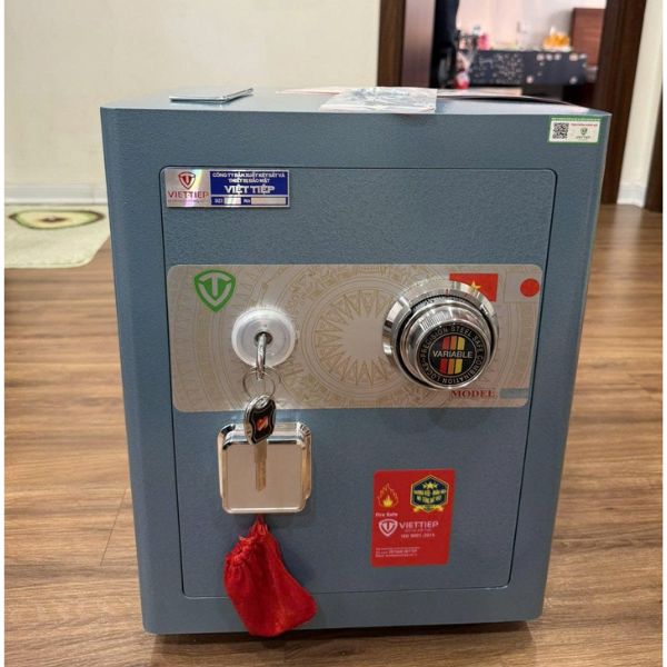 Két sắt việt tiệp khóa cơ đổi mã chống cháy KW52SCDM màu xanh