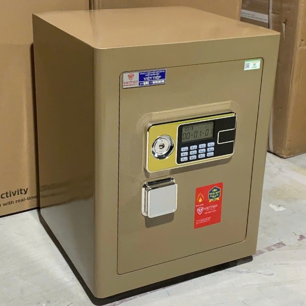 Két sắt điện tử chống cháy Việt Tiệp KW52SCE màu vàng cao cấp