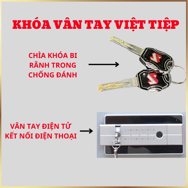 Khóa vân tay điện tử Kết nối điện thoại đời mới két sắt Việt Tiệp